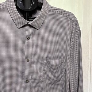 Untuckit Mens Shirt Size 3XL Relaxed Fit Blue Red Plaid Checked Long Sleeve